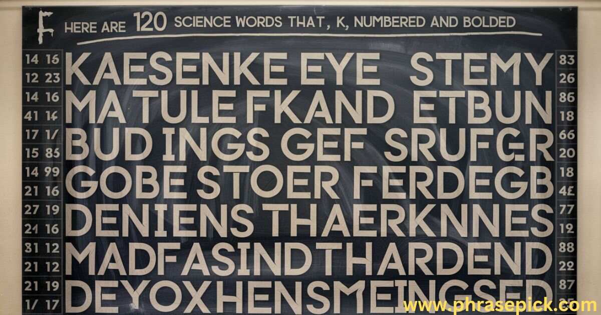 Here are 120 science words that start with K, numbered and bolded