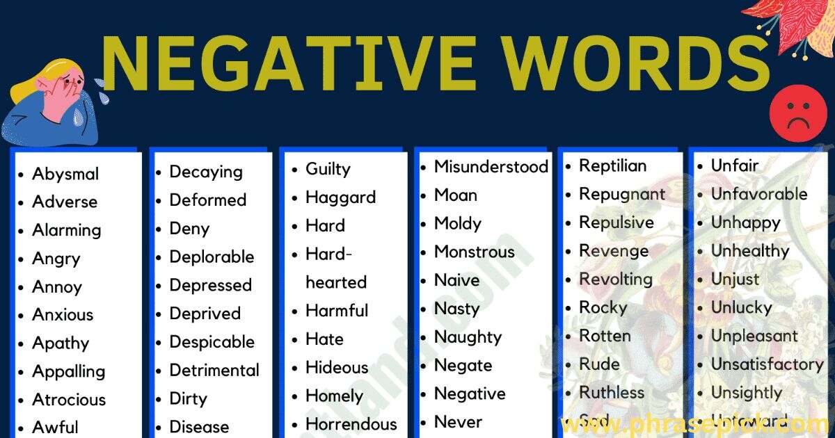 Negative Adjectives Beginning with N