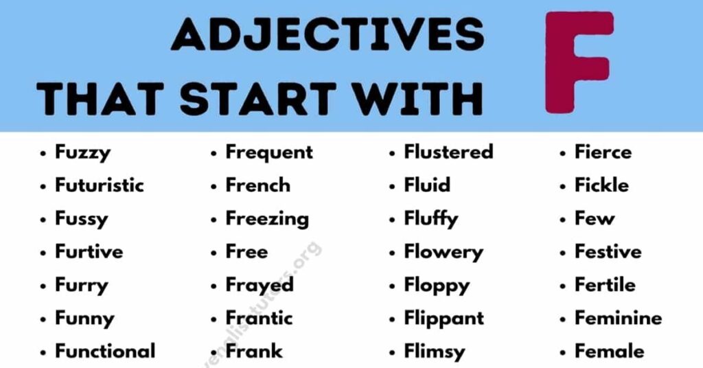 Adjectives for "F"