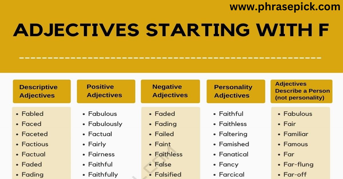 Adjectives That Start With F